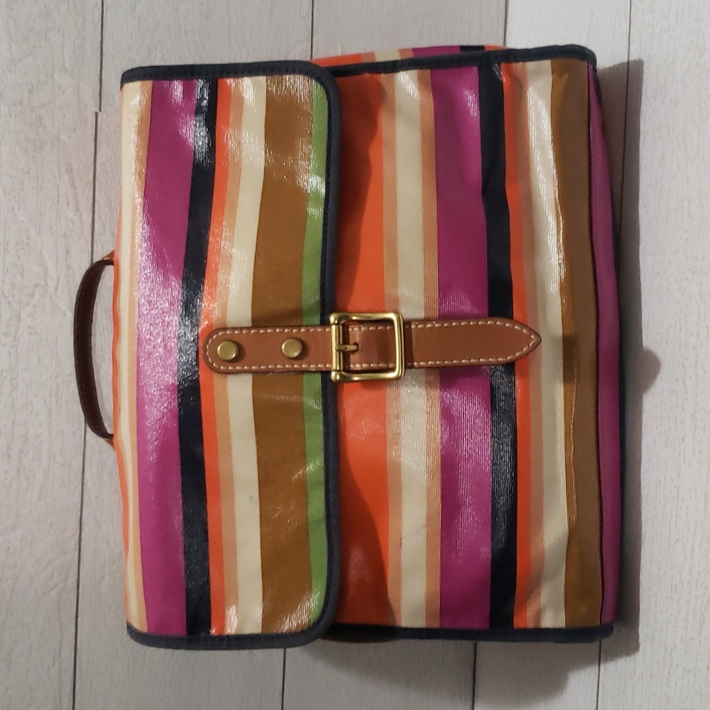 Fossil Canvas Coated Multicolor Striped Crossbody… - image 1